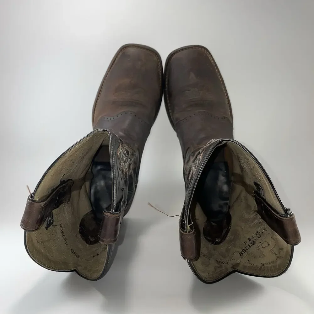 Double H DH3258 Boots Mens Size 8.5 D Brown Black Leather Square Toe Cowboy